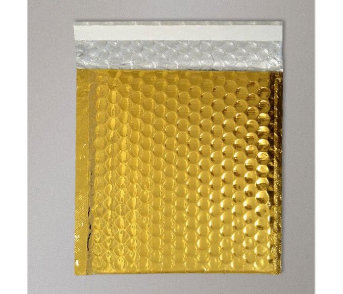 Metallic Gloss Foil Bubble Bag - Gold - 165mm x 165mm - CD, 10 per pack