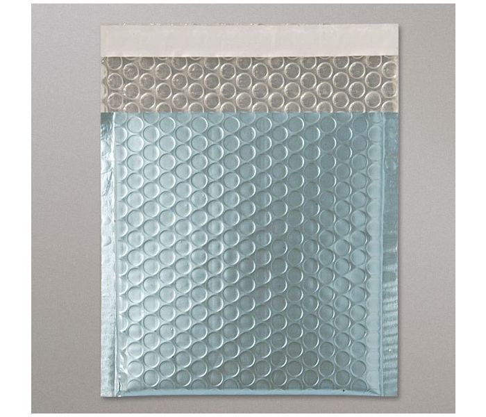Metallic Matt Foil Bubble Bag - Ice Blue - 165mm x 165mm - CD, 10 per pack