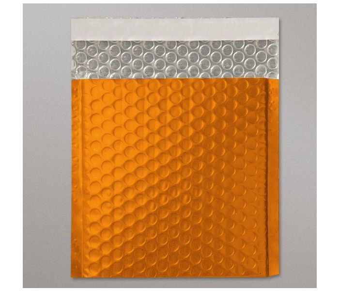 Metallic Matt Foil Bubble Bag - Orange - 165mm x 165mm - CD, 10 per pack