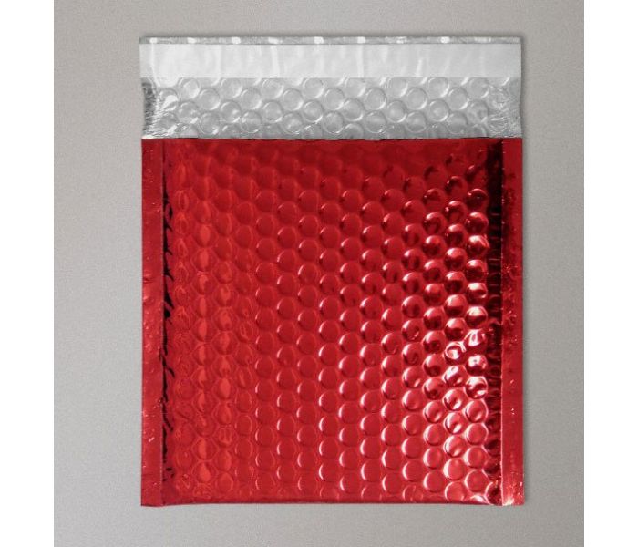 Metallic Gloss Foil Bubble Bag - Red - 250mm x 180mm - DVD, 10 per pack