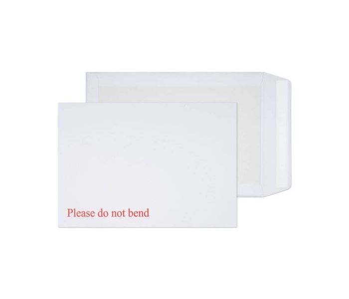 Board Backed Envelopes C4, 324 x 229mm, white, 120gsm, 125 per box- DO NOT BEND