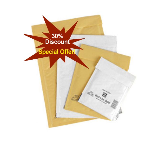 Mail Lite Padded Bags Envelopes B00 120 x 210mm CHOOSE YOUR QTY WHITE OR GOLD 